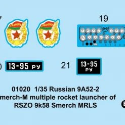 01020 | Trumpeter 1/35 Russian 9A52-2 Smerch-M Rocket Launcher Multiple RSZO 9k58 Smerch MRLS Scaled Plastic Model Kit -Outlet Crafted Scale Store TRU 01020 54 1200x800 1