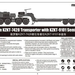 01039 | Trumpeter 1/35 Russian KZKT-7428 W/ KZKT-9101 Semi-Trailer Transporter Truck Scaled Plastic Model Kit -Outlet Crafted Scale Store TRU 01039 06 1200x800 1