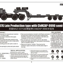 01065 | Trumpeter 1/35 MAZ-537G Late Production W/ ChMZAP-9990 Semi-Trailer Transporter Truck Scaled Plastic Model Kit -Outlet Crafted Scale Store TRU 01065 03 1200x800 1