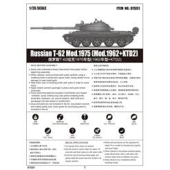 01551 | Trumpeter 1/35 Russian 1975 T-62 KTD2 Tank Scaled Plastic Model Kit -Outlet Crafted Scale Store TRU 01551 64 1200x800 1