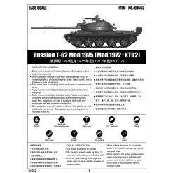 01552 | Trumpeter 1/35 Russian 1975 T-62 Tank Scaled Plastic Model Kit -Outlet Crafted Scale Store TRU 01552 55 1200x800 1