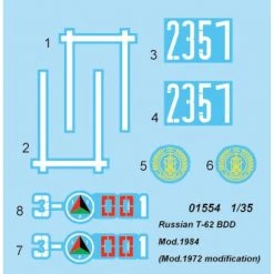 01554 | Trumpeter 1/35 Russian 1984 (1972 Modification) T-62 BDD Tank Scaled Plastic Model Kit -Outlet Crafted Scale Store TRU 01554 53 1200x800 1