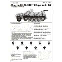 01584 | Trumpeter 1/35 German Sd.Kfz.8 DB10 Armoured 12 Ton Artillery Half-track Scaled Plastic Model Kit -Outlet Crafted Scale Store TRU 01584 61 1200x800 1