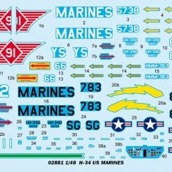 02881 | Trumpeter 1/48 H-34 US Marines Helicopter Scaled Plastic Model Kit