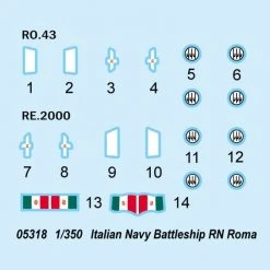 05318 | Trumpeter 1/350 Italian RN Roma Navy Battleship Plastic Model Kit -Outlet Crafted Scale Store TRU 05318 52 1200x800 1