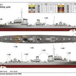 05323 | Trumpeter 1/350 German Zerstorer Z-43 1944 Destroyer Plastic Mod Kit -Outlet Crafted Scale Store TRU 05323 53 1200x800 1