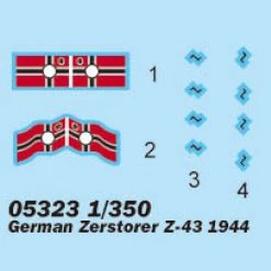 05323 | Trumpeter 1/350 German Zerstorer Z-43 1944 Destroyer Plastic Mod Kit -Outlet Crafted Scale Store TRU 05323 57 1200x800 1