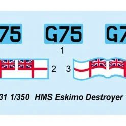 05331 | Trumpeter 1/350 HMS Eskimo 1941 Destroyer Plastic Model Kit W/ Australian Decals -Outlet Crafted Scale Store TRU 05331 54 1200x800 1