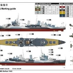 05334 | Trumpeter 1/350 HMS Belfast 1942 Light Cruiser Plastic Model Kit -Outlet Crafted Scale Store TRU 05334 55 1200x800 1