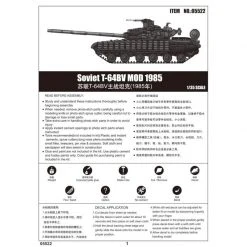 05522 | Trumpeter 1/35 Soviet 1985 T-64BV Tank Scaled Plastic Model Kit -Outlet Crafted Scale Store TRU 05522 53 1200x800 1