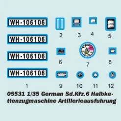 05531 | Trumpeter 1/35 German Sd.Kfz.6 Ausfuhrung Artillery Half-track Scaled Plastic Model Kit -Outlet Crafted Scale Store TRU 05531 53 1200x800 1