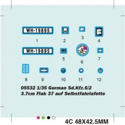 05532 | Trumpeter 1/35 German 3.7cm Flak 37 Auf Selbstfahrlafette (Sd.Kfz.6/2) Self-Propelled Anti-Aircraft Gun Scaled Plastic Model Kit -Outlet Crafted Scale Store TRU 05532 03 1200x800 1