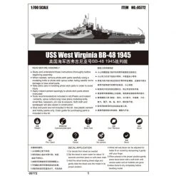 05772 | Trumpeter 1/700 USS West Virginia BB-48 1945 Battleship Plastic Model Kit -Outlet Crafted Scale Store TRU 05772 54 1200x800 1