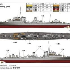 05789 | Trumpeter 1/700 German Zerstorer Z-43 1944 Destroyer Plastic Model Kit -Outlet Crafted Scale Store TRU 05789 05 1200x800 1