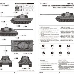 07160 | Trumpeter 1/72 German King Tiger Tank W/ 105mm Kwk L/65 Scaled Plastic Model Kit -Outlet Crafted Scale Store TRU 07160 53 1200x800 1