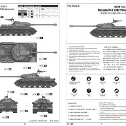 07163 | Trumpeter 1/72 Russian JS-3 W/ 122mm BL-9 Tank Scaled Plastic Model Kit -Outlet Crafted Scale Store TRU 07163 56 1200x800 1