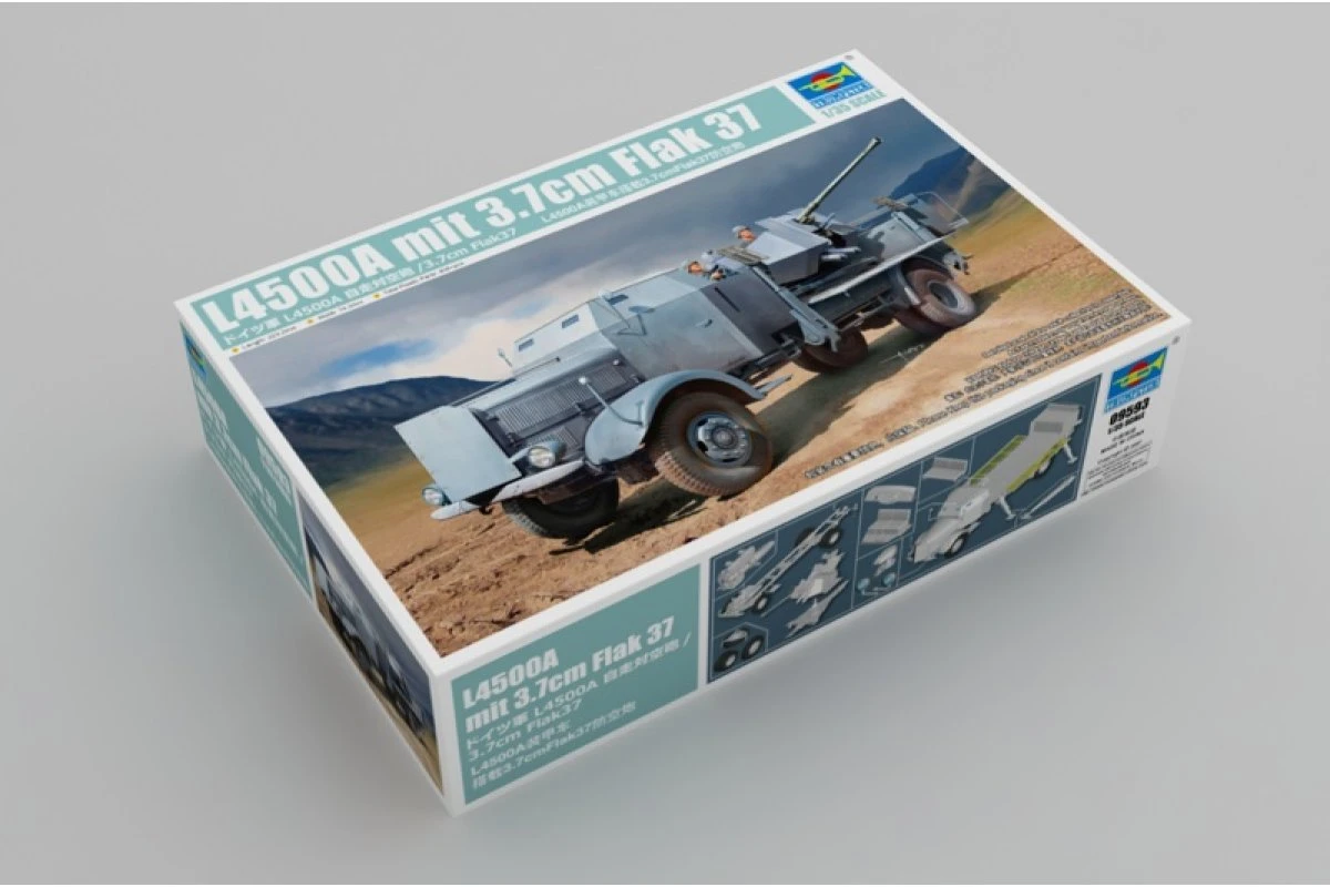09593 | Trumpeter 1/35 L4500A Mit 3.7cm Flak 37 Scaled Plastic Model Kit 2 09593 | Trumpeter 1/35 L4500A Mit 3.7cm Flak 37 Scaled Plastic Model Kit - Image 2